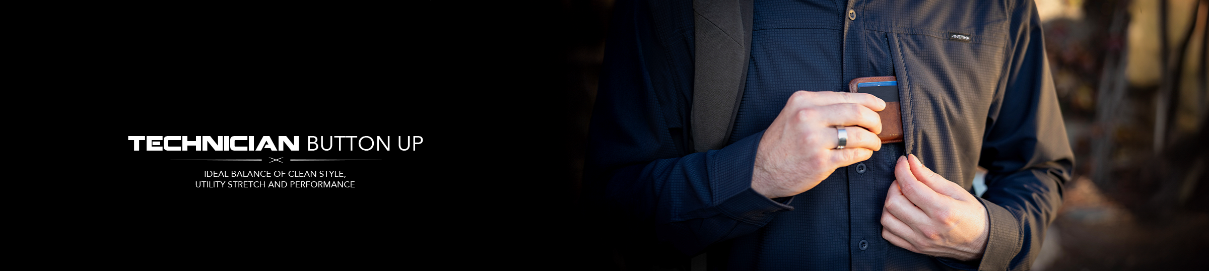 Anetik Technician Button Up shirt worn by professional, highlighting durable performance fabric and clean workwear design