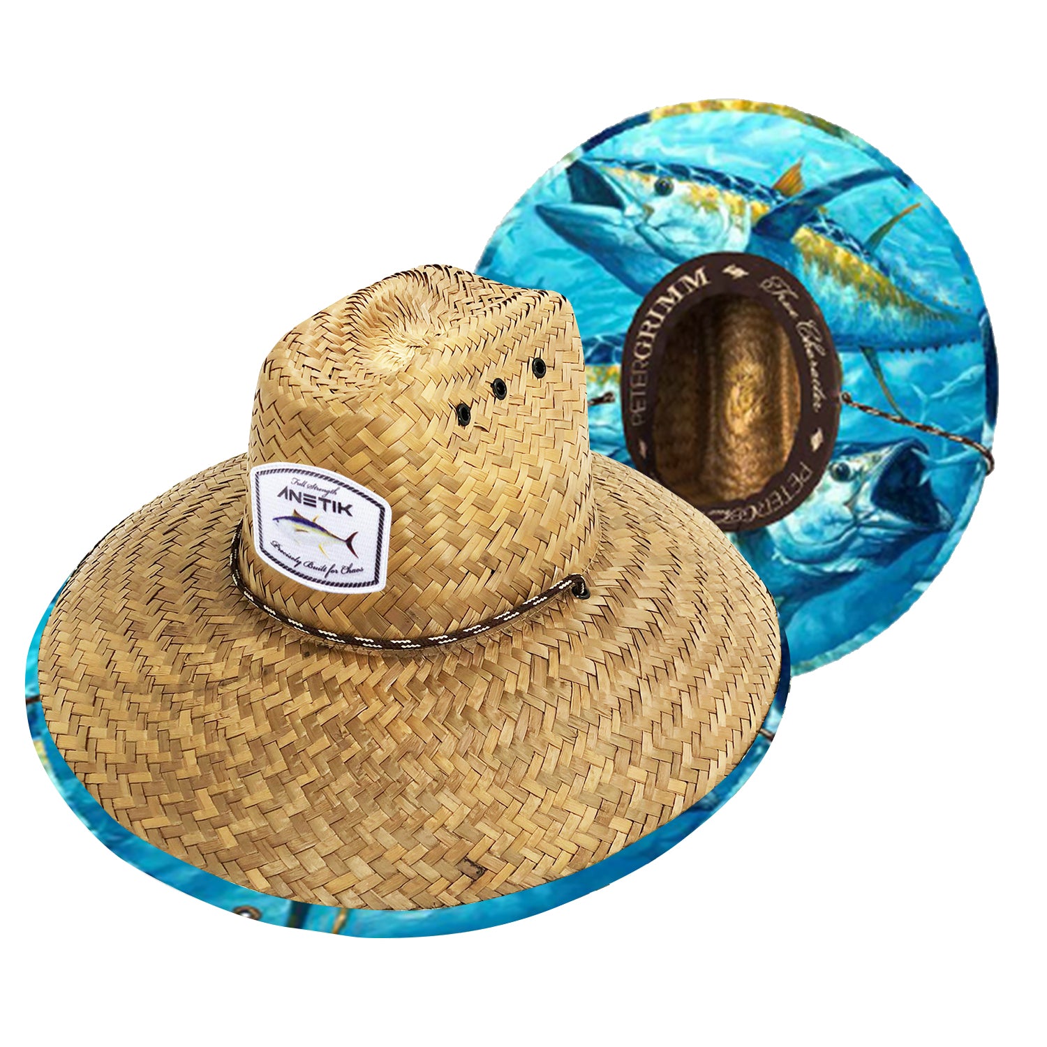 L.L. Bean Fishing Hat Boys Large Blue Cotton Topstitch Yellow Fish